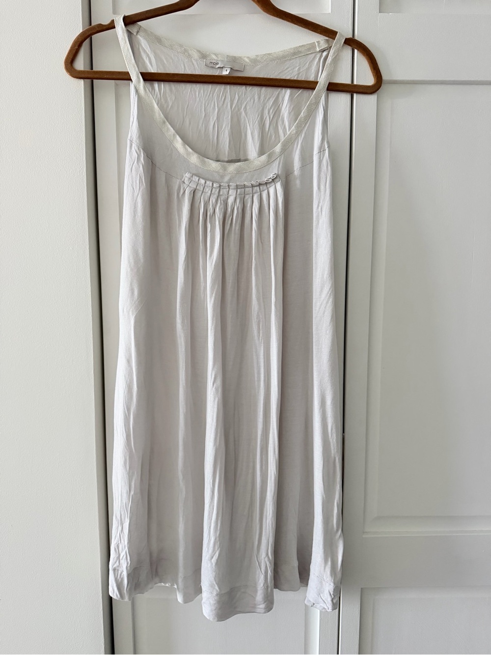 Maje Vintage Y2K Light Grey Lurex Pleated French Mini Dress S